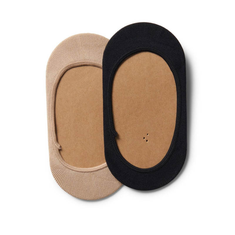 2 Pack Nylon No Show  Black/Tan