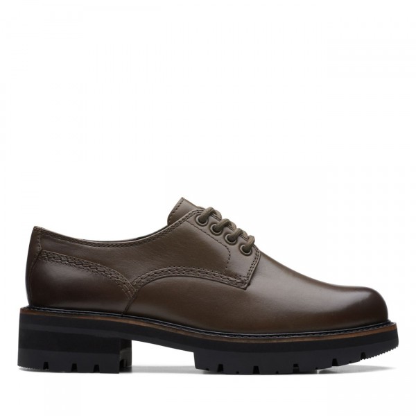 Orianna Derby Dark Olive Leather